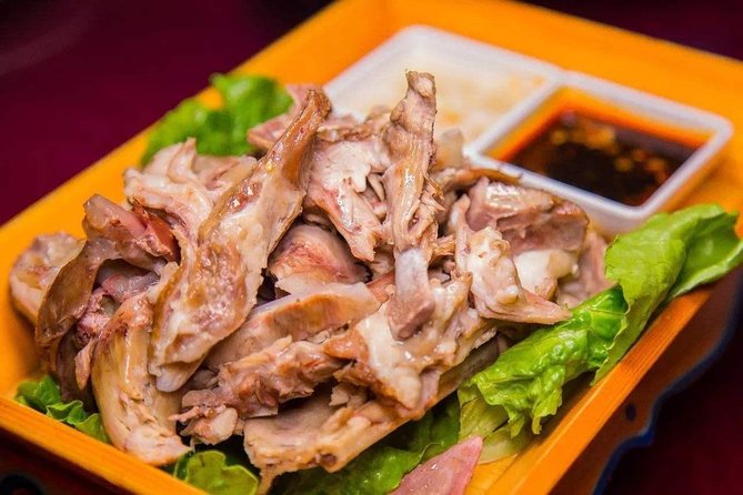 Mongolian Yurt Dinner with Jing-A Brewing Hopping and Beijing CBD Night Tour - Your guide and the food ordering help inside the tent