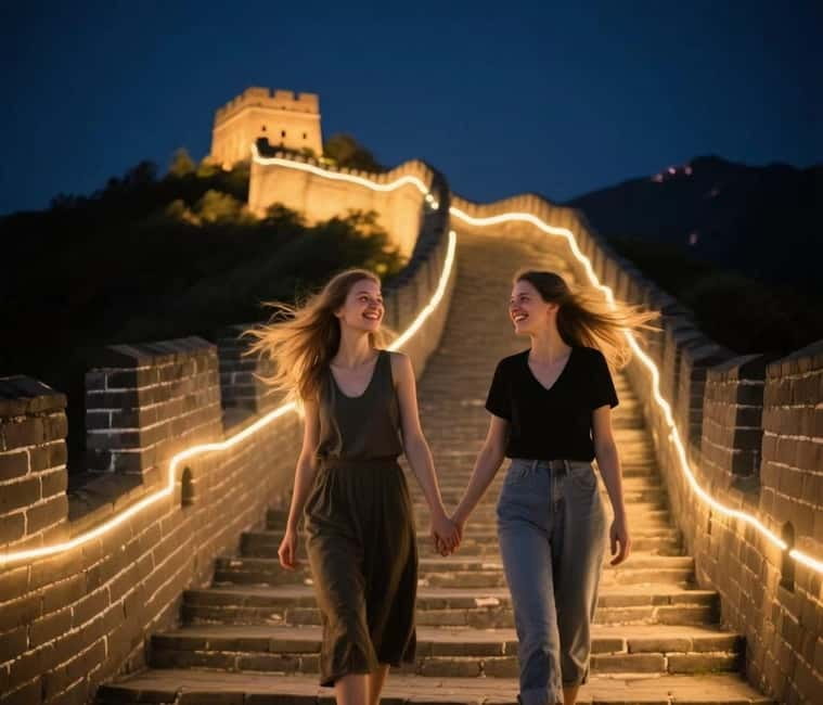 Sunset Glow at Mutianyu Great Wall Night Bus Tour+Ticket - Mutianyu at night, why this section feels calmer